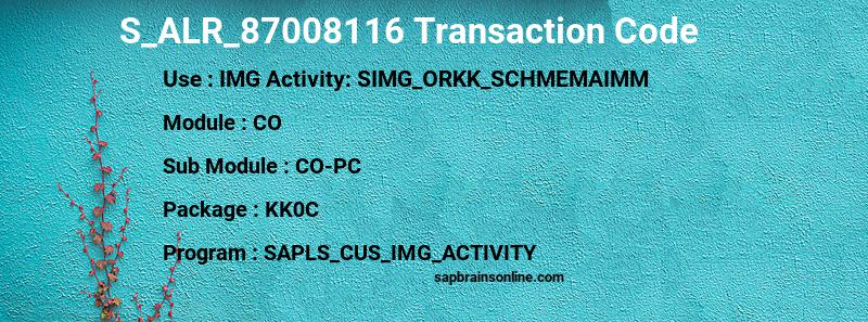 SAP S_ALR_87008116 transaction code