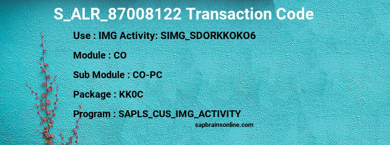SAP S_ALR_87008122 transaction code