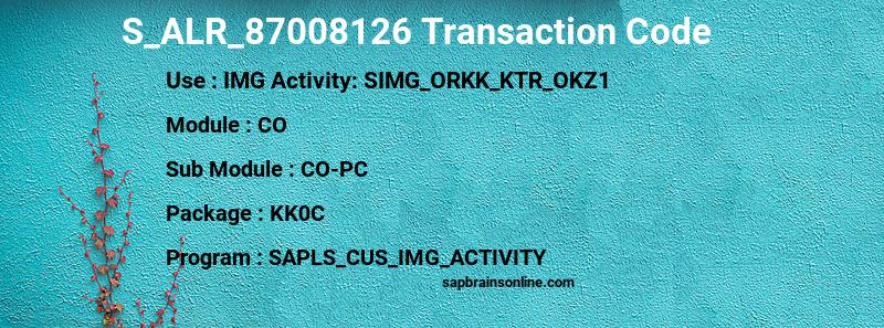 SAP S_ALR_87008126 transaction code