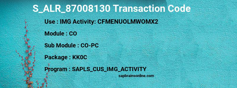 SAP S_ALR_87008130 transaction code