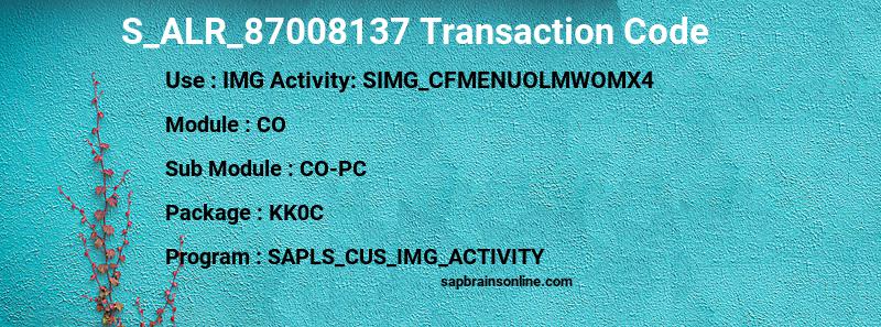 SAP S_ALR_87008137 transaction code