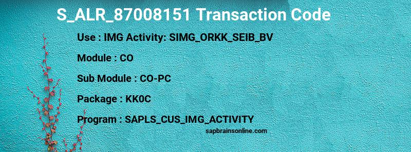 SAP S_ALR_87008151 transaction code