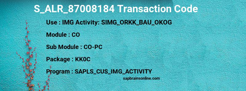 SAP S_ALR_87008184 transaction code
