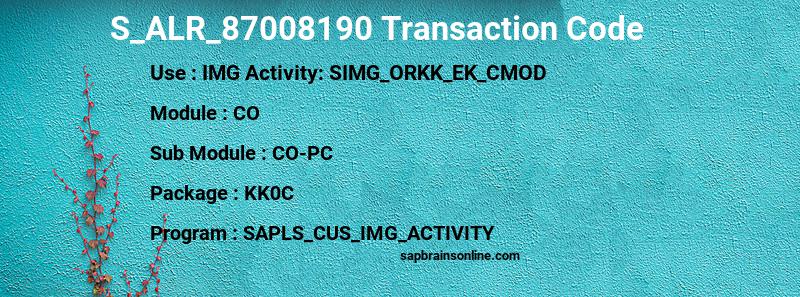 SAP S_ALR_87008190 transaction code
