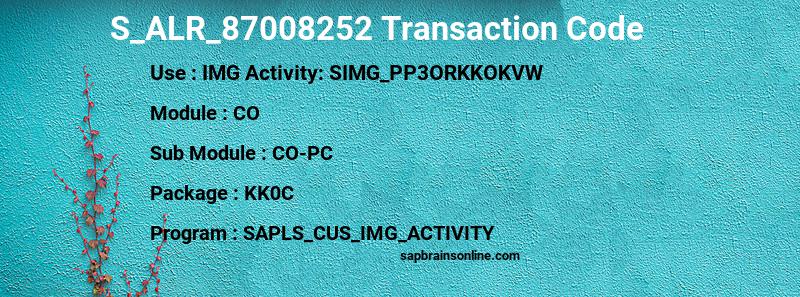 SAP S_ALR_87008252 transaction code