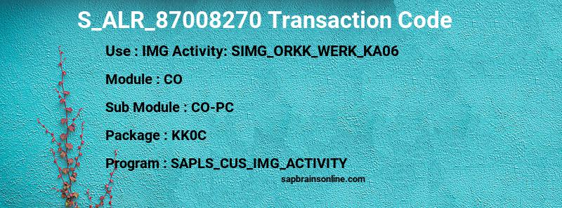 SAP S_ALR_87008270 transaction code