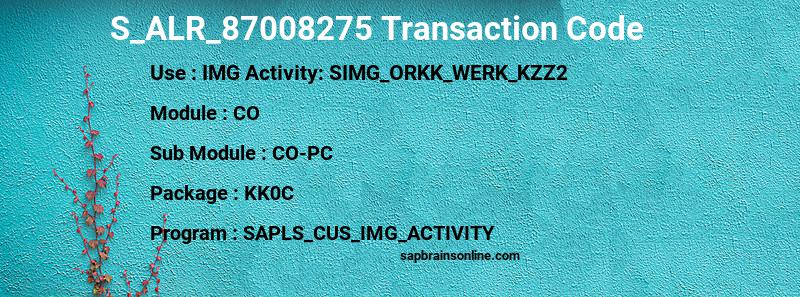 SAP S_ALR_87008275 transaction code