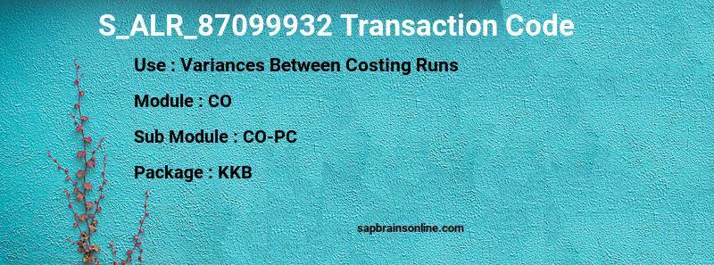 SAP S_ALR_87099932 transaction code