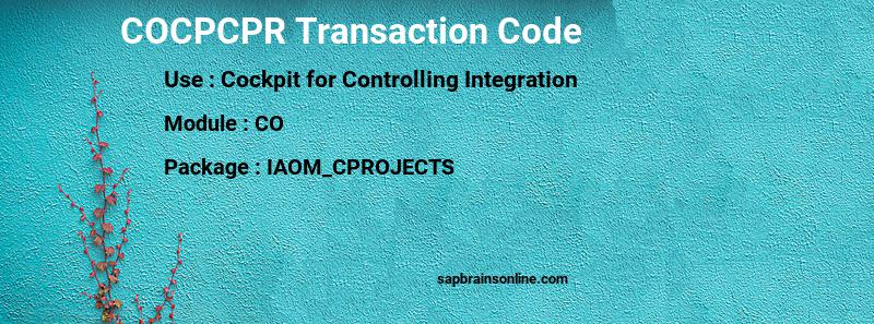 SAP COCPCPR transaction code