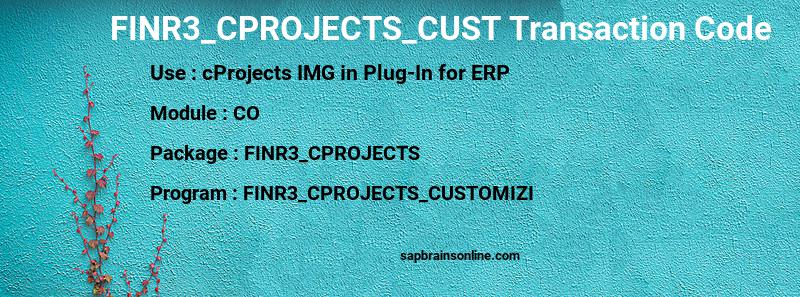 SAP FINR3_CPROJECTS_CUST transaction code