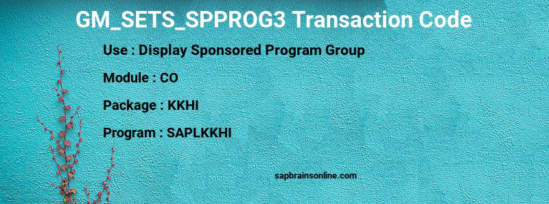 SAP GM_SETS_SPPROG3 transaction code