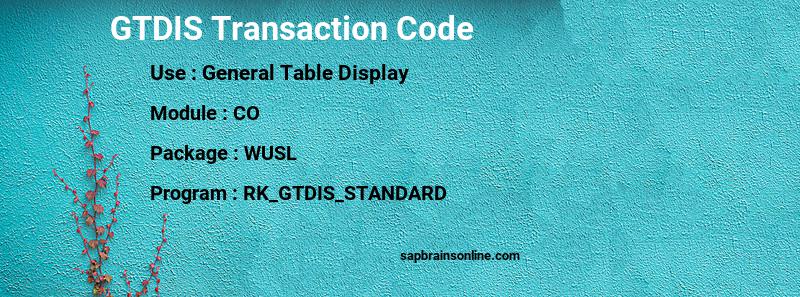 SAP GTDIS transaction code