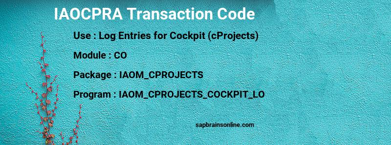 SAP IAOCPRA transaction code