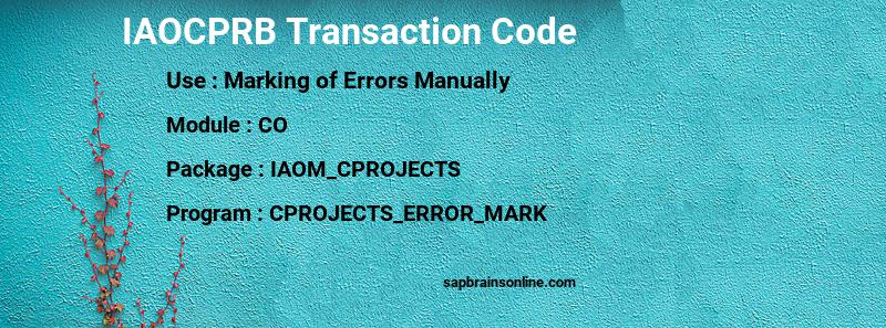 SAP IAOCPRB transaction code