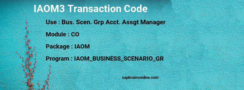 SAP IAOM3 transaction code