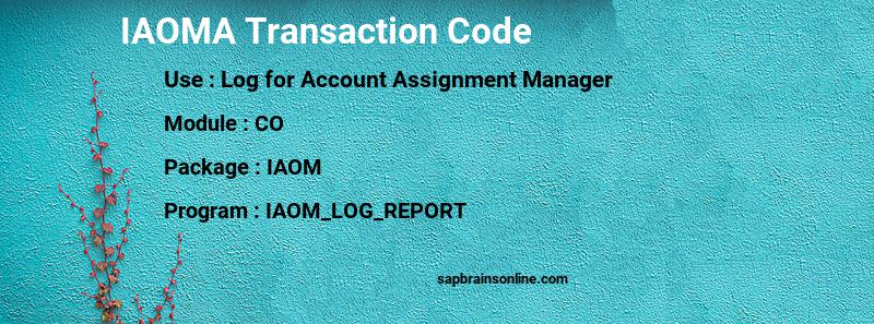 SAP IAOMA transaction code