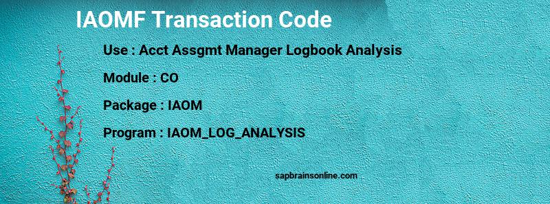 SAP IAOMF transaction code