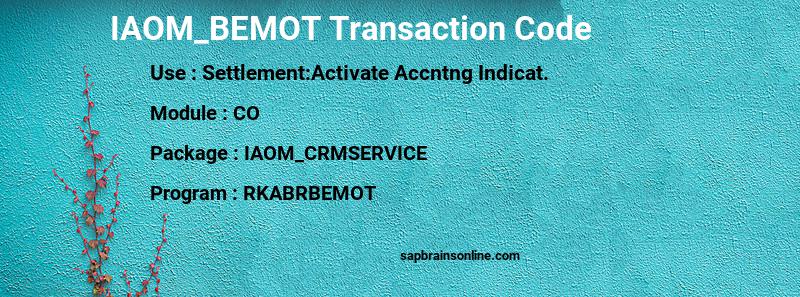 SAP IAOM_BEMOT transaction code