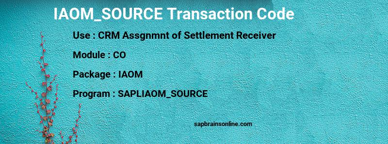 SAP IAOM_SOURCE transaction code