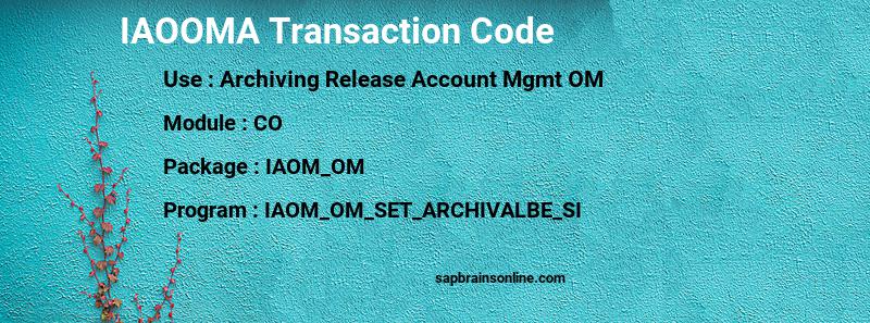 SAP IAOOMA transaction code