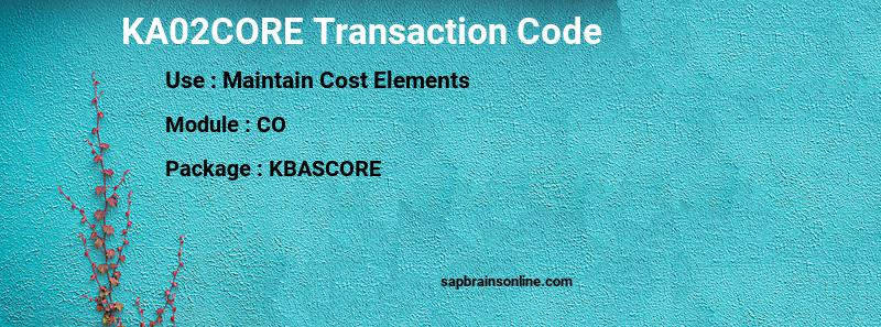 SAP KA02CORE transaction code