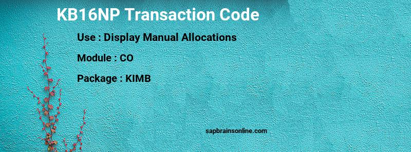 SAP KB16NP transaction code