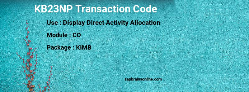 SAP KB23NP transaction code