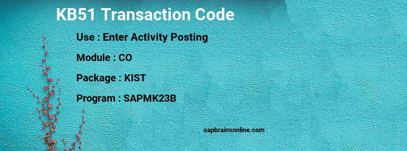 SAP KB51 transaction code