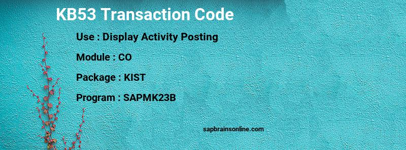 SAP KB53 transaction code