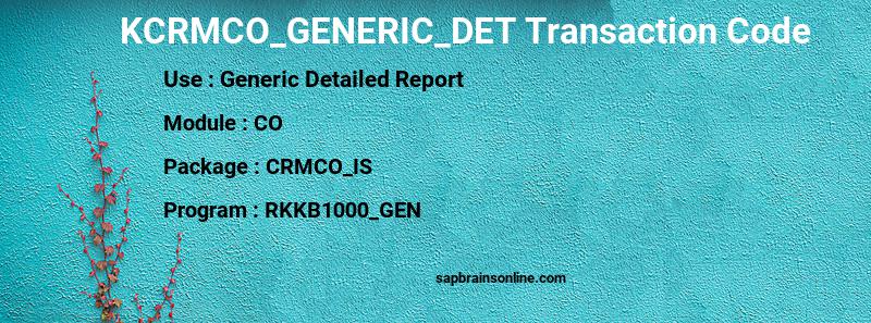 SAP KCRMCO_GENERIC_DET transaction code