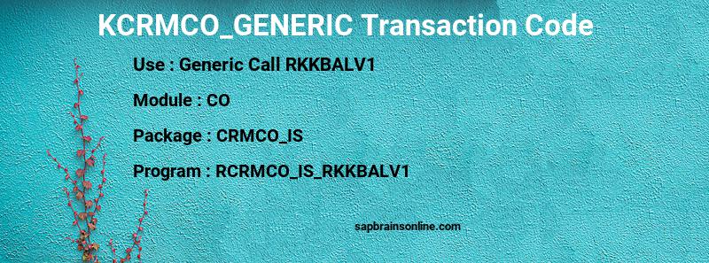 SAP KCRMCO_GENERIC transaction code