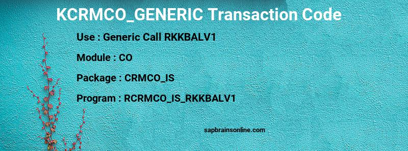 SAP KCRMCO_GENERIC transaction code