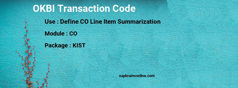 SAP OKBI transaction code