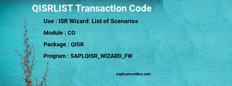 SAP QISRLIST transaction code