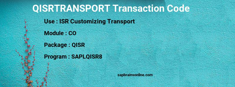 SAP QISRTRANSPORT transaction code