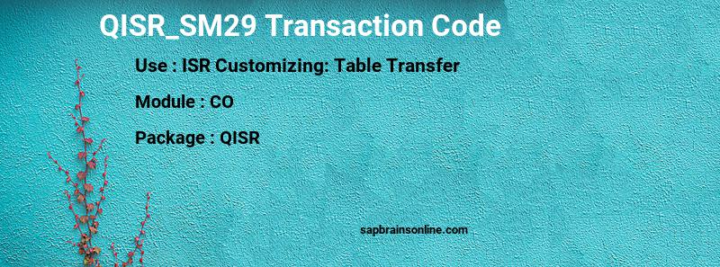 SAP QISR_SM29 transaction code