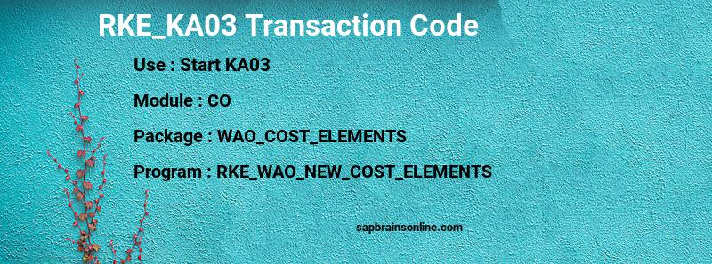 SAP RKE_KA03 transaction code