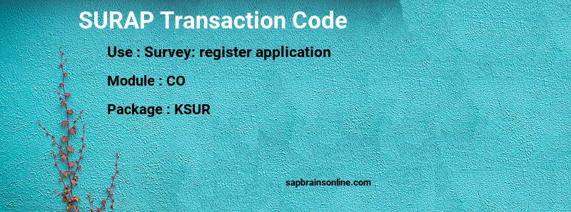 SAP SURAP transaction code