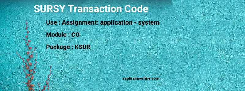 SAP SURSY transaction code