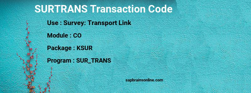 SAP SURTRANS transaction code