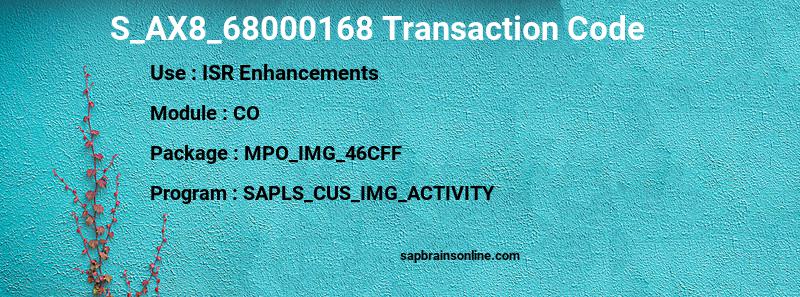 SAP S_AX8_68000168 transaction code