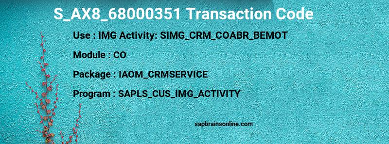 SAP S_AX8_68000351 transaction code