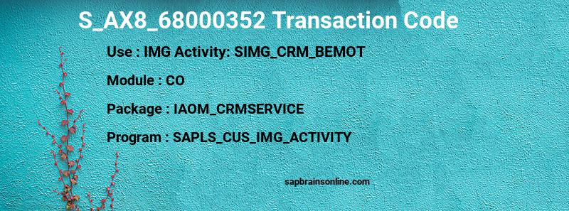 SAP S_AX8_68000352 transaction code