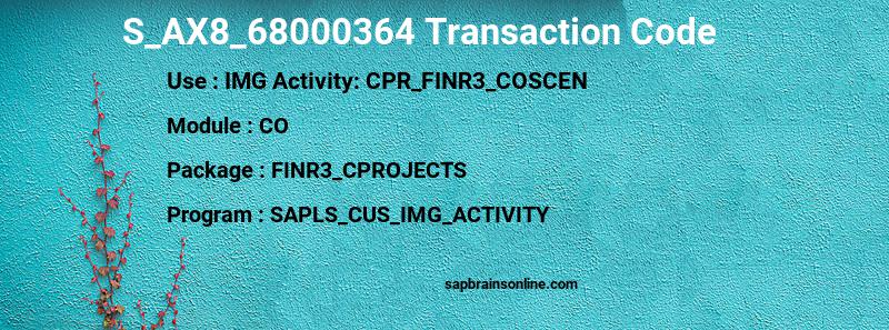 SAP S_AX8_68000364 transaction code