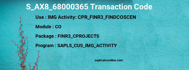 SAP S_AX8_68000365 transaction code