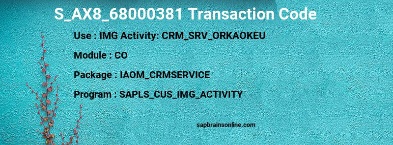 SAP S_AX8_68000381 transaction code