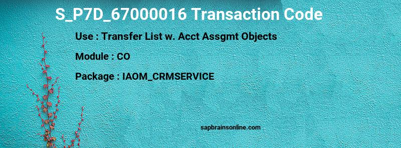 SAP S_P7D_67000016 transaction code