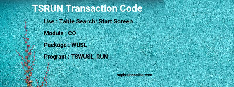 SAP TSRUN transaction code