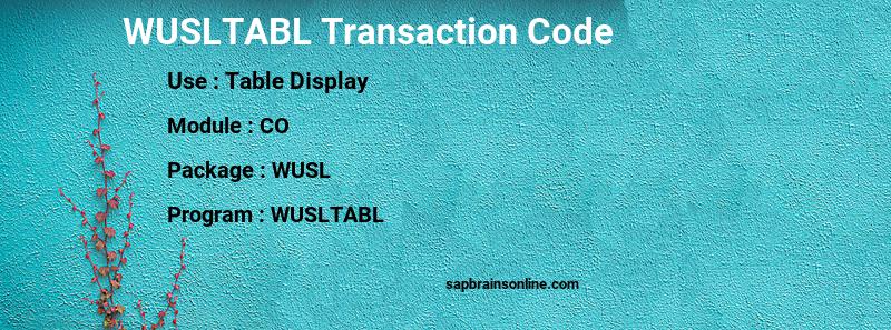 SAP WUSLTABL transaction code
