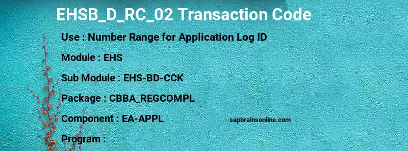 SAP EHSB_D_RC_02 transaction code